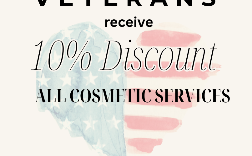 A Promotional Graphic Offering A 10% Discount On All Cosmetic Services For Veterans.